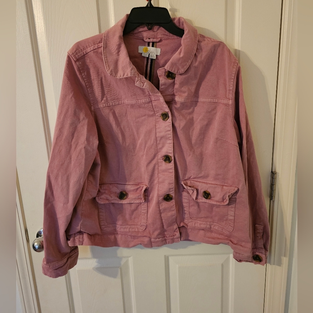 Boden Patch Pocket Womens Pink Jacket Plus Size 16/18